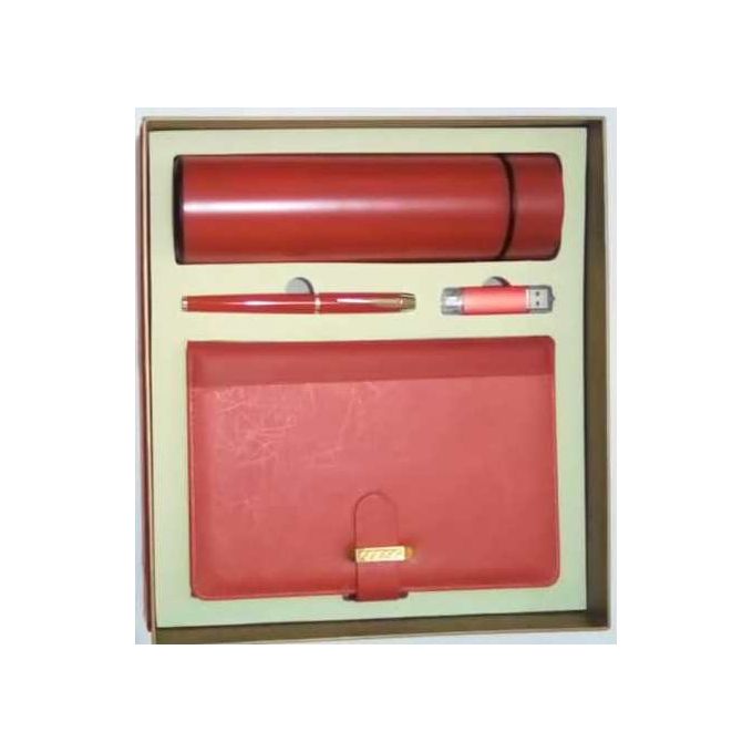 Corporate Gift Set 4-in-1: Diary, Flask, Pen and Dual Flash Drive
