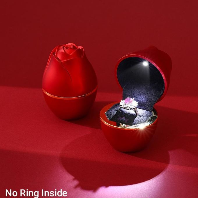 Luxury LED Rose Ring Box, Romantic Engagement Jewelry Box with Light