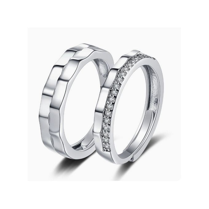 2024 Luxury Silver Colour Wedding Ring Set with Gift Box