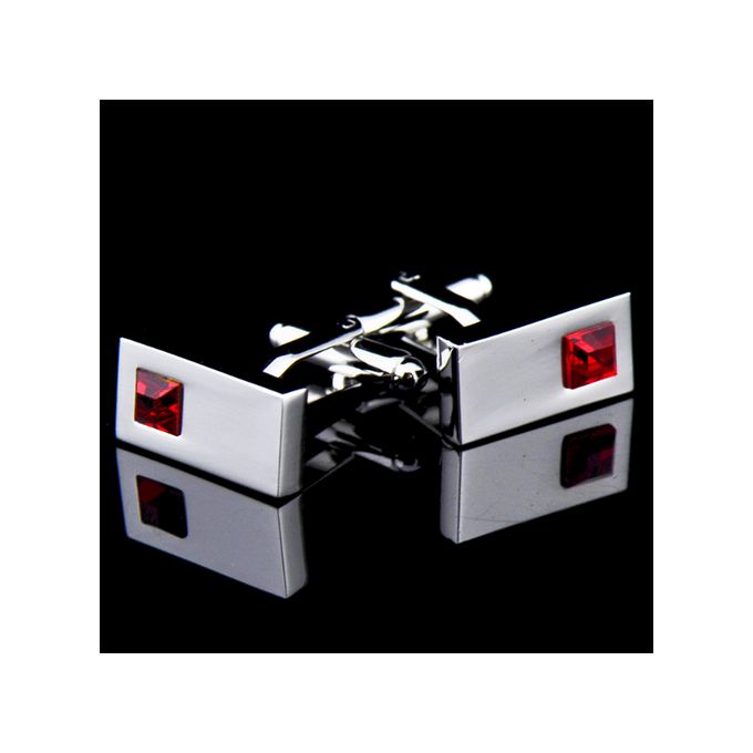 Luxurious Silver and Red Shirt Cufflinks for Men, with Gift Box
