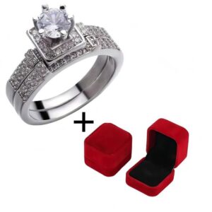 Classic Luxury 2-Piece Couple Ring Set with Decorative Box