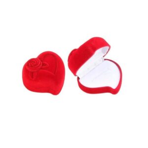 Red Rose-Shaped Wedding Engagement Proposal Ring Case Gift Box